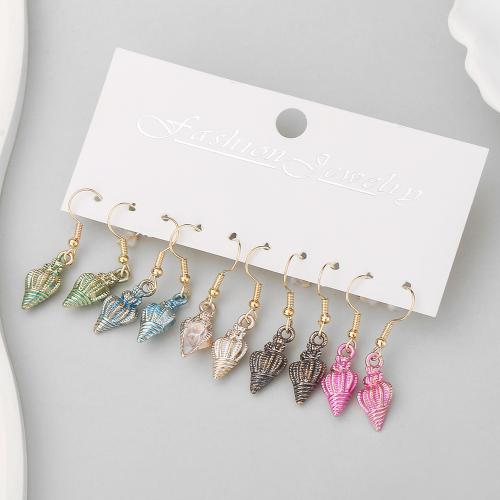 Zinc Alloy Drop Earrings Conch plated for woman & enamel Sold By Set