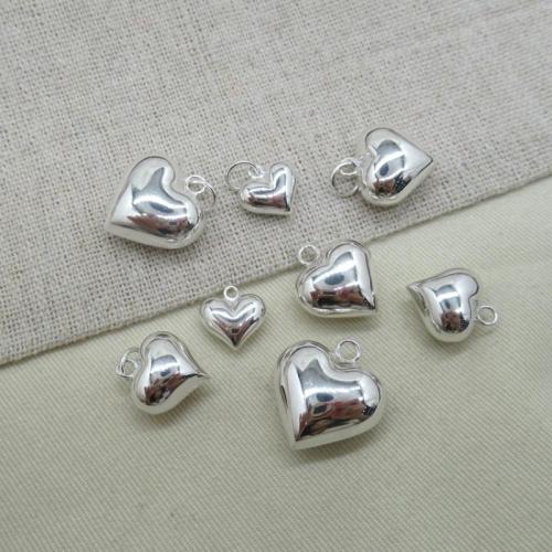 925 Sterling Silver Pendant Heart DIY  silver color Sold By PC