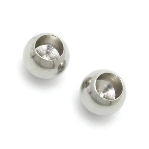 304 Stainless Steel Half Hole Bead Round plated DIY Sold By Bag