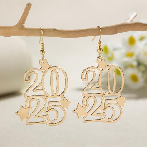 Zinc Alloy Drop Earrings Number plated fashion jewelry & for woman & hollow nickel lead & cadmium free 57mm Sold By Pair