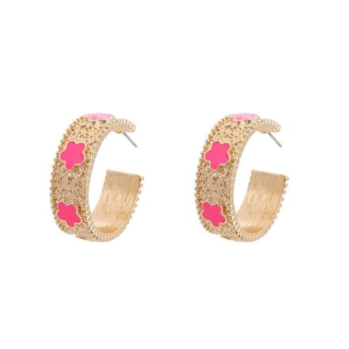 Lo zinco in lega Stud Earring, lega in zinco, Lettera C, placcato color oro, gioielli di moda & per la donna & smalto, nessuno, assenza di nichel,piombo&cadmio, 9.50mm, Diametro interno:Appross. 24mm, Venduto da coppia