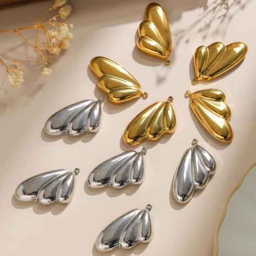 Stainless Steel Pendants 304 Stainless Steel Wing Shape Vacuum Ion Plating DIY Sold By Bag