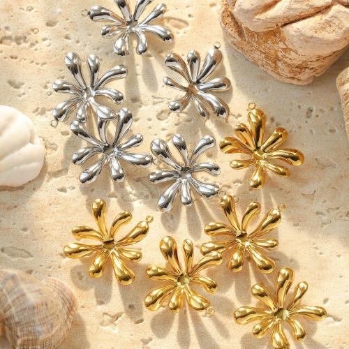 Stainless Steel Flower Pendant 304 Stainless Steel Vacuum Ion Plating DIY Sold By Bag