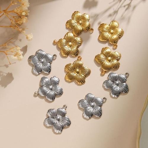 Stainless Steel Flower Pendant 304 Stainless Steel Vacuum Ion Plating DIY Sold By Bag