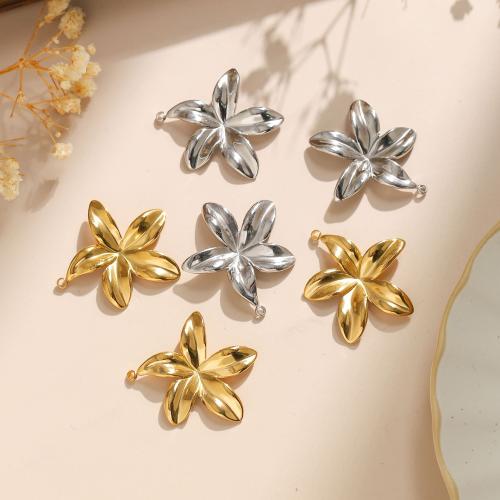 Stainless Steel Flower Pendant 304 Stainless Steel Vacuum Ion Plating DIY Sold By Bag