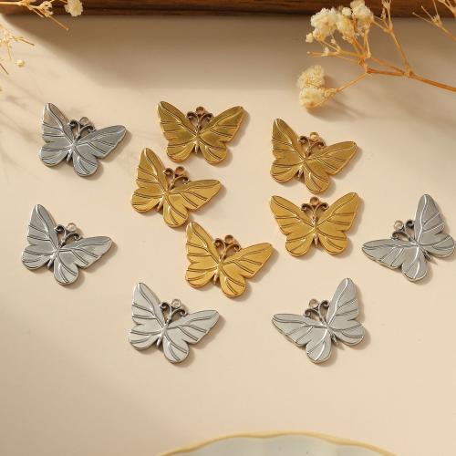 Stainless Steel Animal Pendants 304 Stainless Steel Butterfly Vacuum Ion Plating DIY Sold By Bag