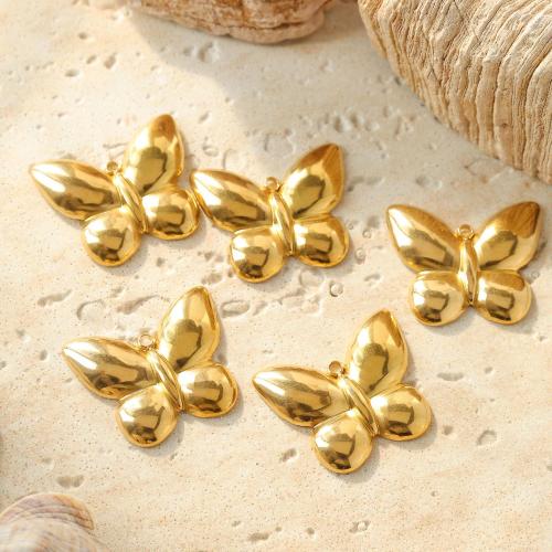 Stainless Steel Animal Pendants 304 Stainless Steel Butterfly Vacuum Ion Plating DIY Sold By Bag