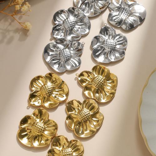 Stainless Steel Flower Pendant 304 Stainless Steel plated DIY Sold By Bag