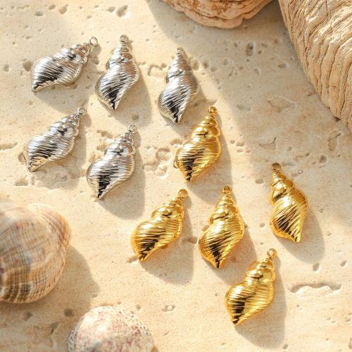 Edelstahl Schmuck Anhänger, 304 Edelstahl, Strandschnecke, plattiert, DIY, keine, 10PCs/Tasche, verkauft von Tasche