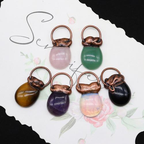 Gemstone Přívěsky Šperky, Přírodní kámen, s Železo, DIY & různé materiály pro výběr, více barev na výběr, nikl, olovo a kadmium zdarma, 20x40mm, Prodáno By PC