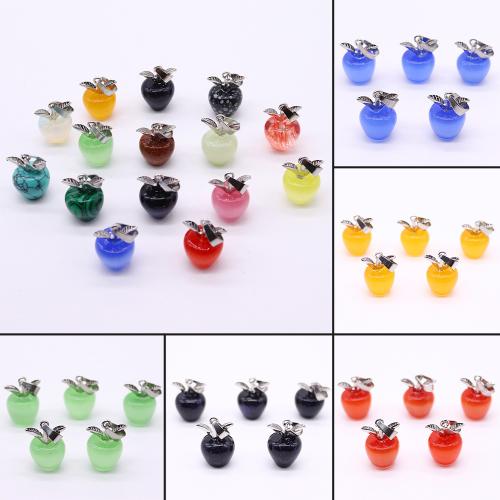 Gemstone Pendants Jewelry Natural Stone with Zinc Alloy Apple DIY nickel lead & cadmium free Sold By PC