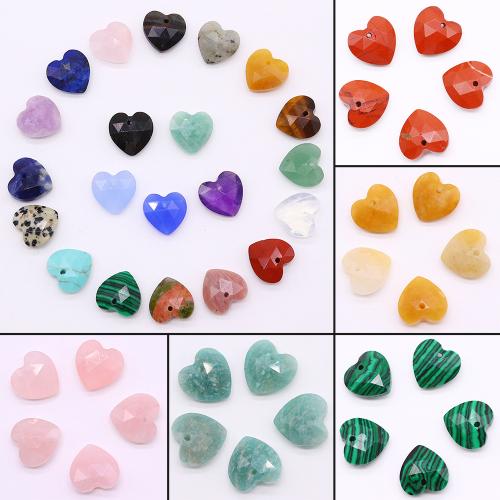 Gemstone Vedhæng Smykker, Natursten, Heart, du kan DIY & forskellige materialer til valg, flere farver til valg, nikkel, bly & cadmium fri, 13x13mm, Solgt af PC