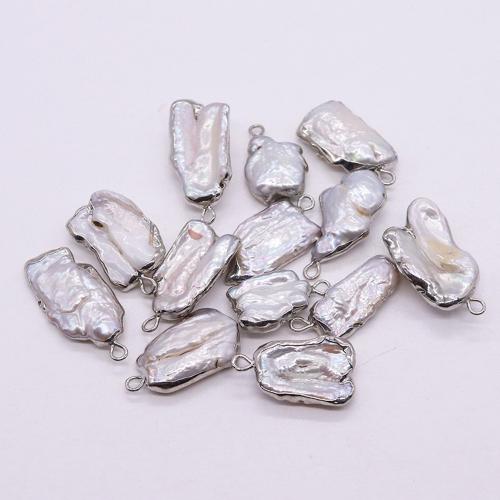 Colgantes de Perlas Freshwater, Perlas cultivadas de agua dulce, con aleación de zinc, Bricolaje, Blanco, about:12-22mm, Vendido por UD