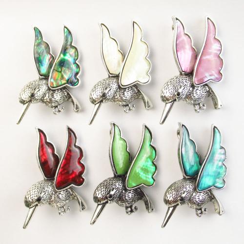 Shell Pendants Zinc Alloy with Abalone Shell Bird silver color plated DIY nickel lead & cadmium free Sold By PC