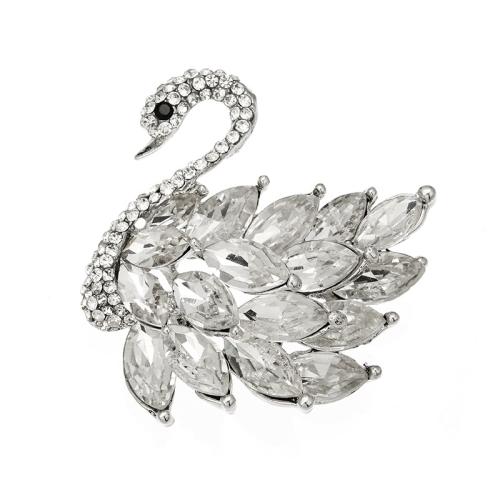 Zinc Alloy Brocher, Swan, mode smykker & Unisex & med rhinestone, flere farver til valg, Solgt af PC