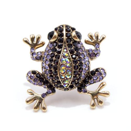 Zinc Alloy Brocher, Frog, mode smykker & Unisex & med rhinestone, flere farver til valg, Solgt af PC