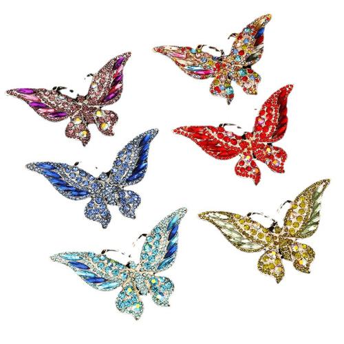 Zinc Alloy Brocher, Butterfly, mode smykker & for kvinde & med rhinestone, flere farver til valg, Solgt af PC