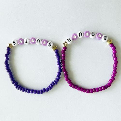 Seedbead Bracelet Set with Elastic Thread & Acrylic plated 2 pieces & Unisex mixed colors Length Approx 17 cm Sold By Set