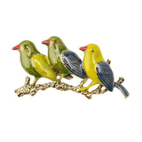 Zinklegering broches, Zinc Alloy, Vogel, mode sieraden & voor vrouw & glazuur, 63x32mm, Verkocht door PC