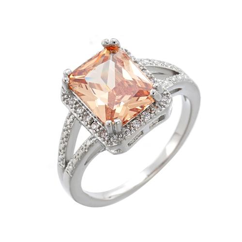 Bague Zircon cubique en laiton, avec zircon cubique, Placage, bijoux de mode & normes différentes pour le choix & pour femme, Champagne, Vendu par PC