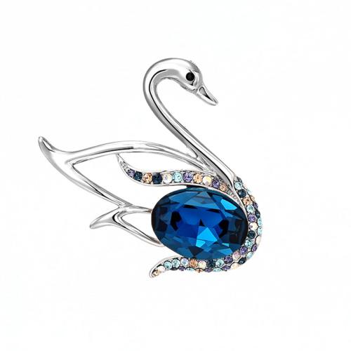 Zinc Alloy Brooches with Crystal Swan fashion jewelry & for woman & hollow blue black Sold By PC