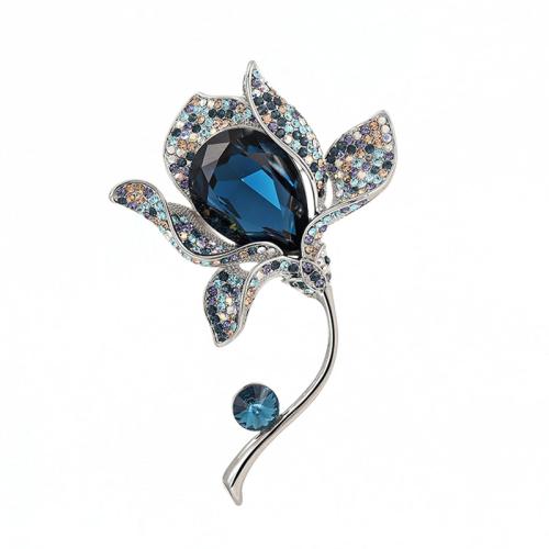 Zinc Alloy Brooches with Crystal Flower fashion jewelry & for woman Sold By PC