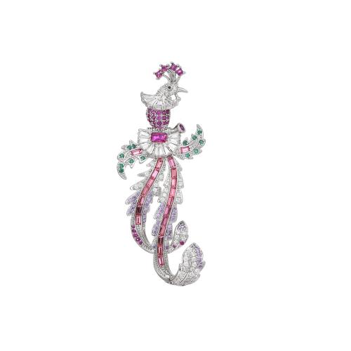 Fashion Broche Sieraden, Messing, plated, micro pave zirconia & voor vrouw, zilver, 70x28mm, Verkocht door PC