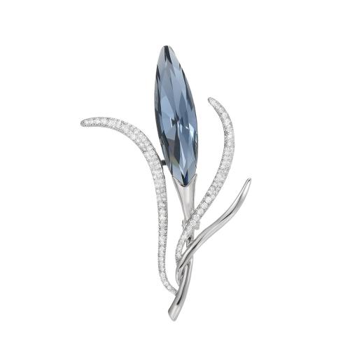 Crystal Brooch Brass with Austrian Crystal micro pave cubic zirconia & for woman silver color Sold By PC