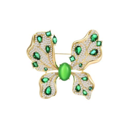 Fashion Broche Sieraden, Messing, plated, micro pave zirconia & voor vrouw, meer kleuren voor de keuze, 53x57mm, Verkocht door PC