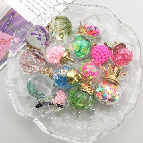 HÄNGE, glas Globe, med Lampwork, epoxi klistermärke, DIY & olika stilar för val, fler färger för val, 100PC/Bag, Säljs av Bag