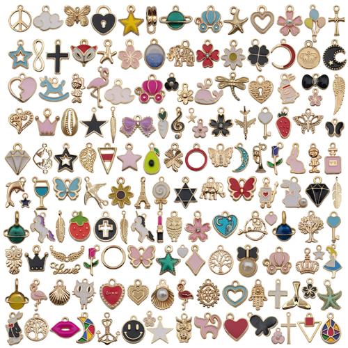 Zinc Alloy Enamel Pendants plated random style & DIY Sold By Bag