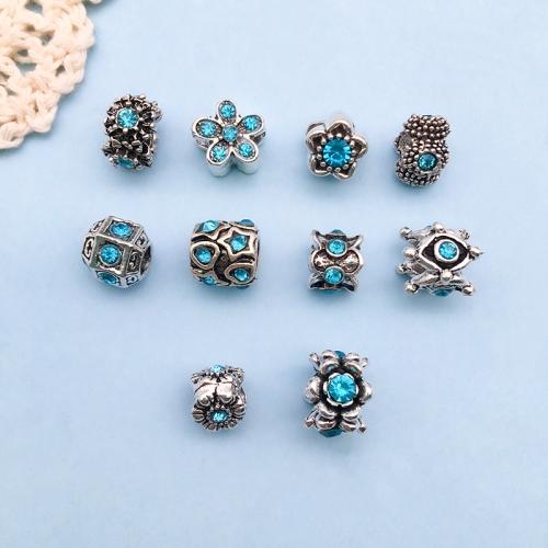 Zinc Alloy Large Hole Bead plated random style & DIY & with rhinestone Sold By Bag