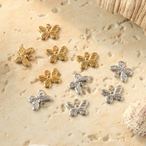 Stainless Steel Animal Pendants 304 Stainless Steel Butterfly Vacuum Ion Plating DIY Sold By Bag