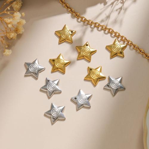 Stainless Steel Pendants 304 Stainless Steel Star Vacuum Ion Plating DIY Sold By Bag