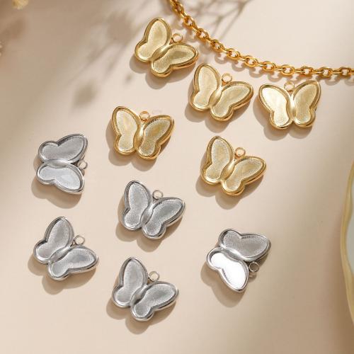 Stainless Steel Animal Pendants 304 Stainless Steel Butterfly Vacuum Ion Plating DIY Sold By Bag