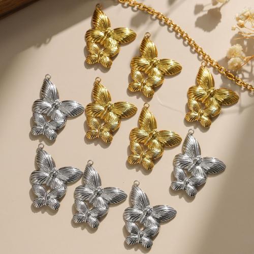 Stainless Steel Animal Pendants 304 Stainless Steel Butterfly Vacuum Ion Plating DIY Sold By Bag