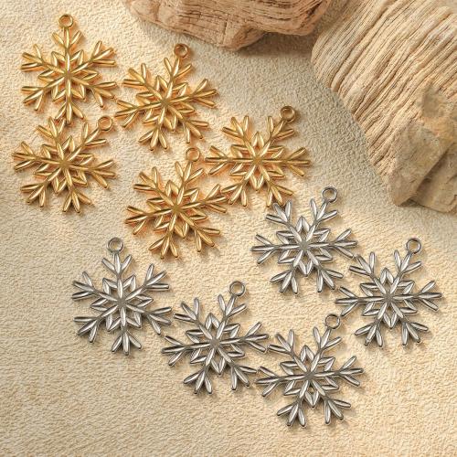 Stainless Steel Pendants 304 Stainless Steel Snowflake Vacuum Ion Plating DIY Sold By Bag