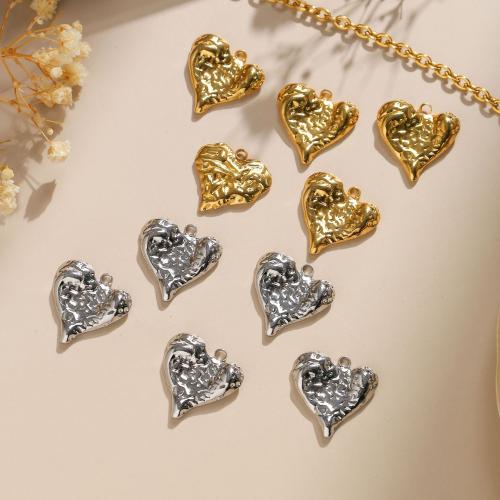 Stainless Steel Heart Pendants 304 Stainless Steel Vacuum Ion Plating DIY Sold By Bag