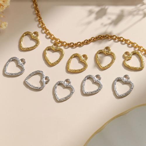 Stainless Steel Heart Pendants 304 Stainless Steel Vacuum Ion Plating DIY & hollow Sold By Bag