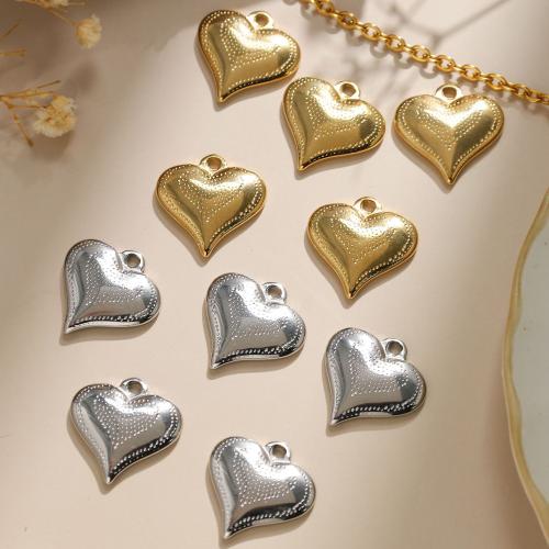 Stainless Steel Heart Pendants 304 Stainless Steel Vacuum Ion Plating DIY Sold By Bag