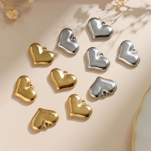 Stainless Steel Heart Pendants 304 Stainless Steel Vacuum Ion Plating DIY Sold By Bag