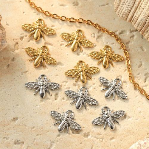 Stainless Steel Animal Pendants 304 Stainless Steel Bee Vacuum Ion Plating DIY Sold By Bag