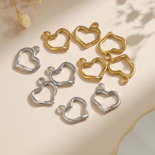 Stainless Steel Heart Pendants 304 Stainless Steel Vacuum Ion Plating DIY & hollow Sold By Bag