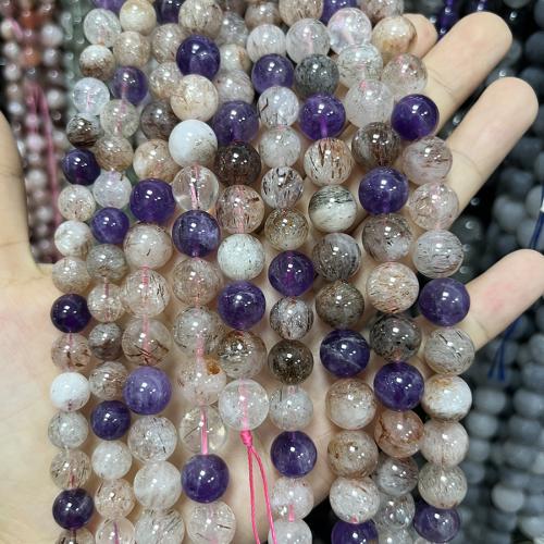 Natural Quartz Jewelry Beads Skeletal Quartz Round DIY mixed colors Sold By Strand