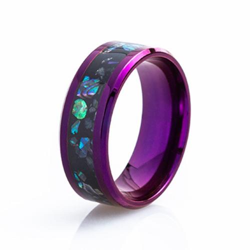 Vinger Ring in edelstaal, 304 roestvrij staal, met Abalone Schelp, plated, verschillende grootte voor keus & voor de mens, hyacinthine, Verkocht door PC