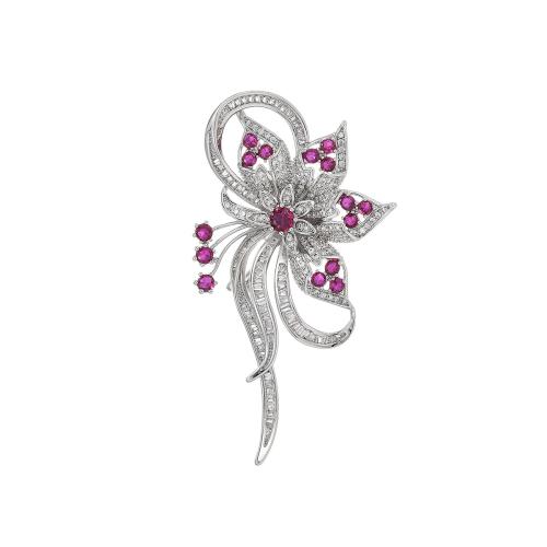 Cubic Zirconia Broche, Messing, forgyldt, Micro Pave cubic zirconia & for kvinde, sølv, 72x40mm, Solgt af PC