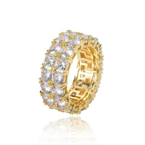 Copper Finger Ring plated & micro pave cubic zirconia & for man US Ring Sold By PC