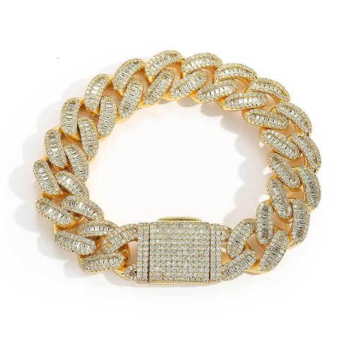 Brass Bracelet plated Unisex & micro pave cubic zirconia Sold By PC