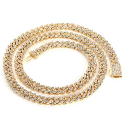 Brass Necklace plated Unisex & micro pave cubic zirconia Sold By PC