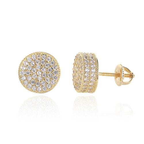 Copper Stud Earring Round plated Unisex & micro pave cubic zirconia Sold By Pair